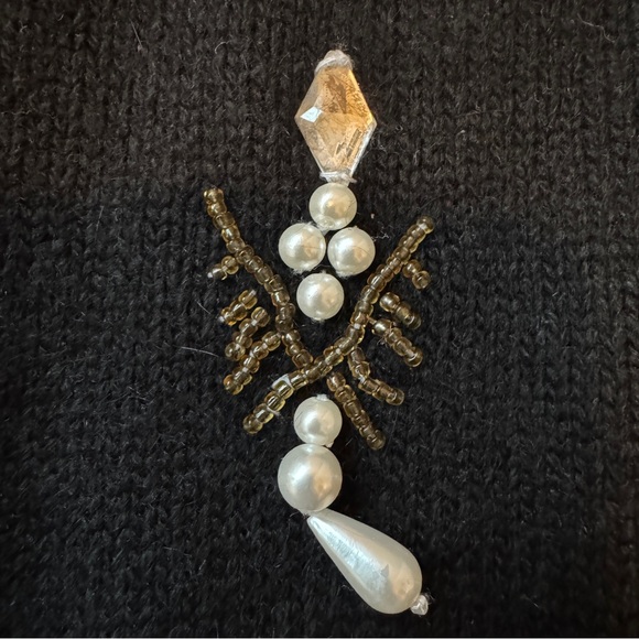 Cezanne Black Turtleneck Sweater with Beaded Pearl Embroidery - Picture 5 of 6